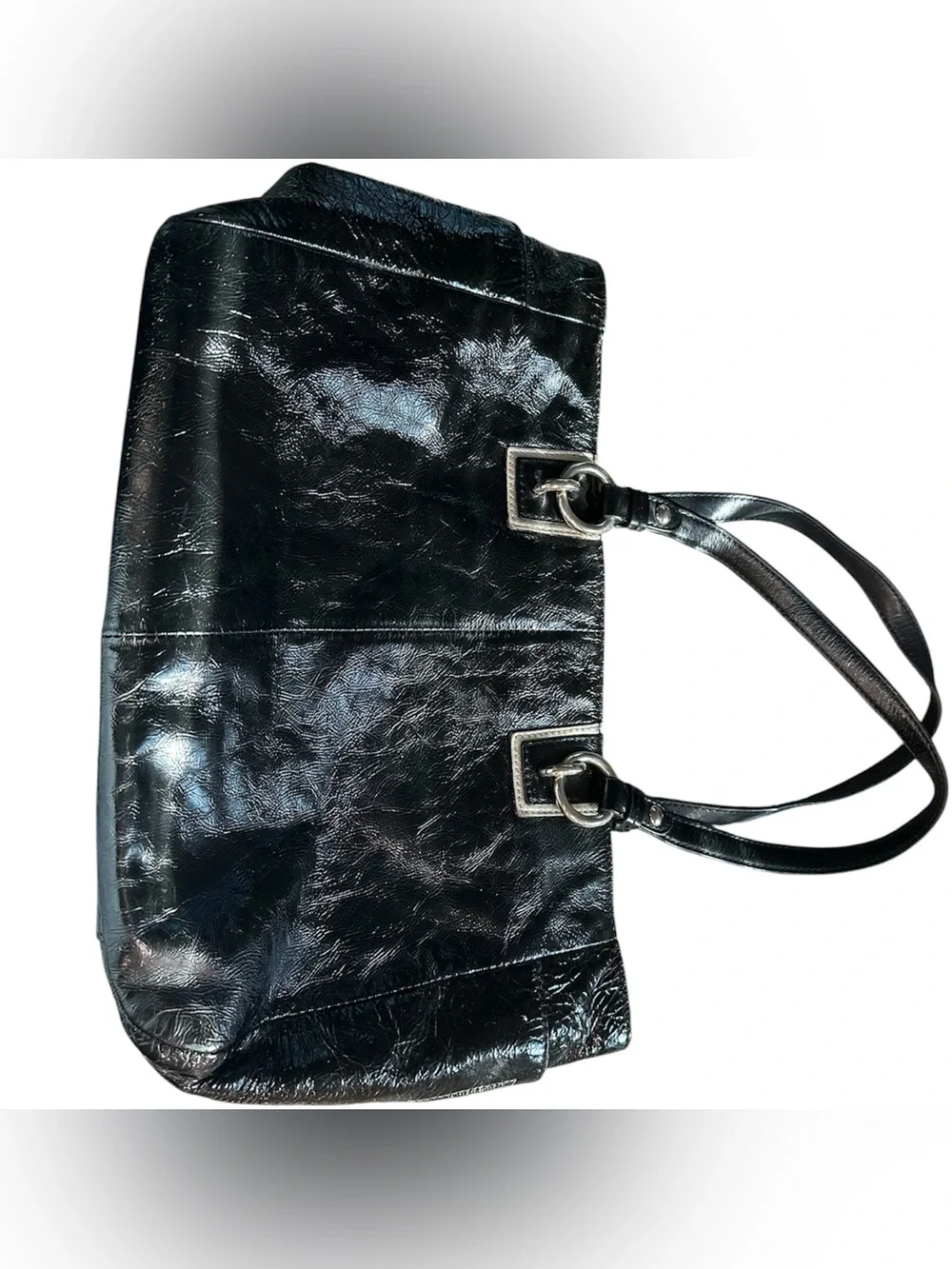 Vintage Y2K Coach Signature Sufflette patent black leather handbag